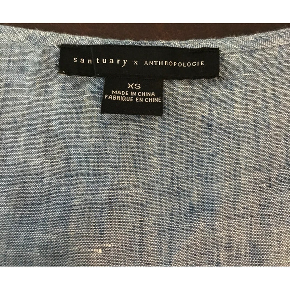 Anthropologie x Sanctuary Montana Linen Romper Faux Wrap Tie-Front - Extra Small - Picture 3 of 11